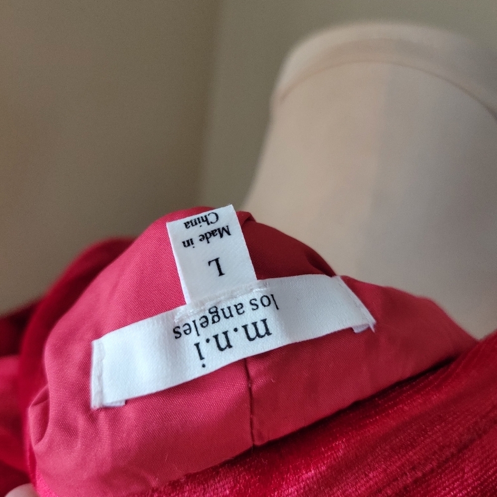 MNI Red Velvet Boyfriend Blazer Jacket - Size Large - Picture 4 of 11